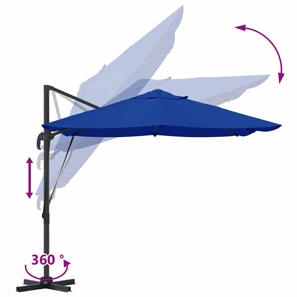 Parasol 351 x 250 x 260 cm Polyester og Aluminium Azurblå