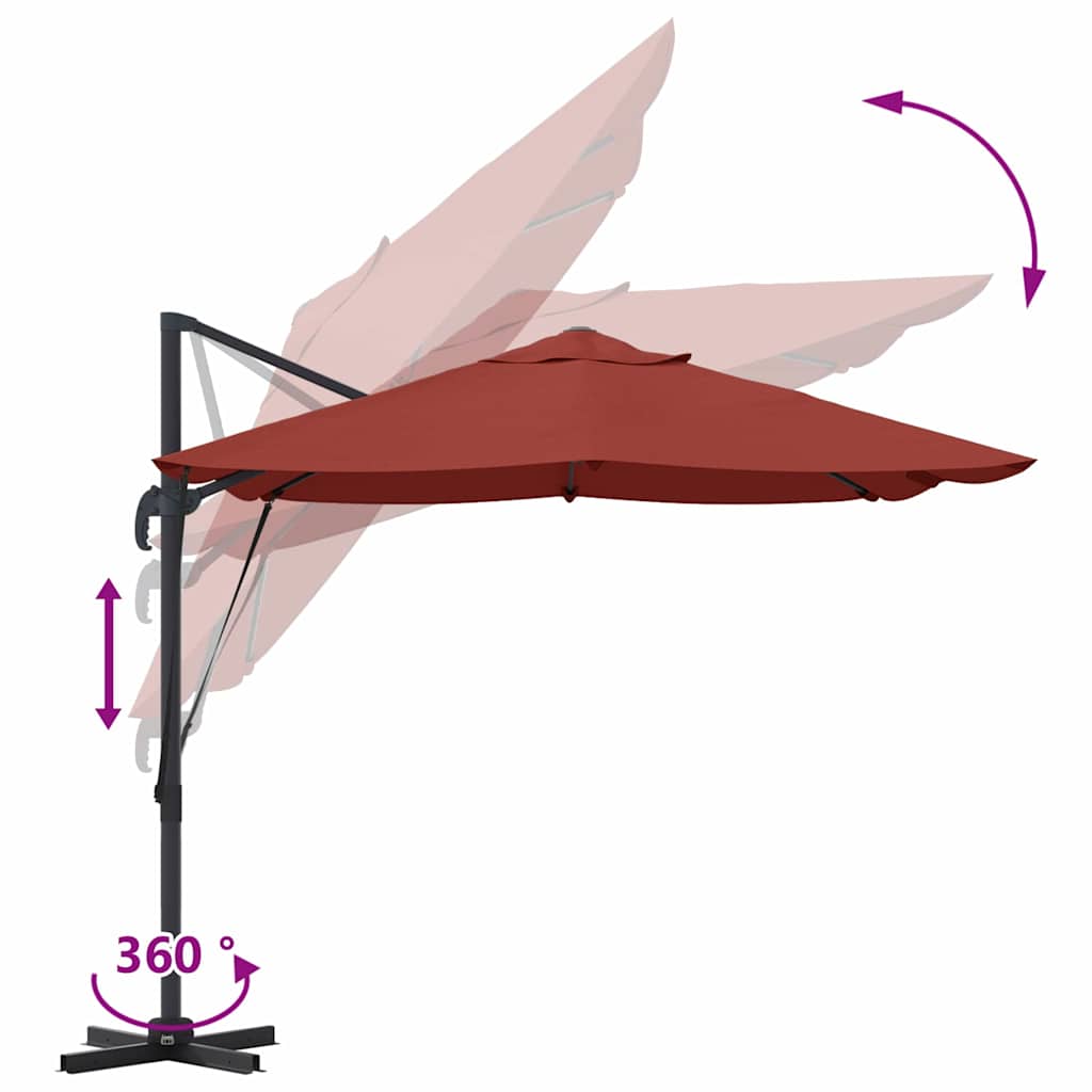 Parasol 351 x 250 x 260 cm Polyester og Aluminium Terrakotta