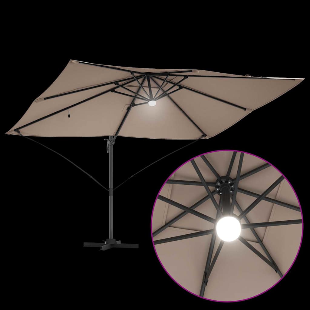 Parasol 351 x 250 x 253 cm Polyester og Aluminium Gråbrun