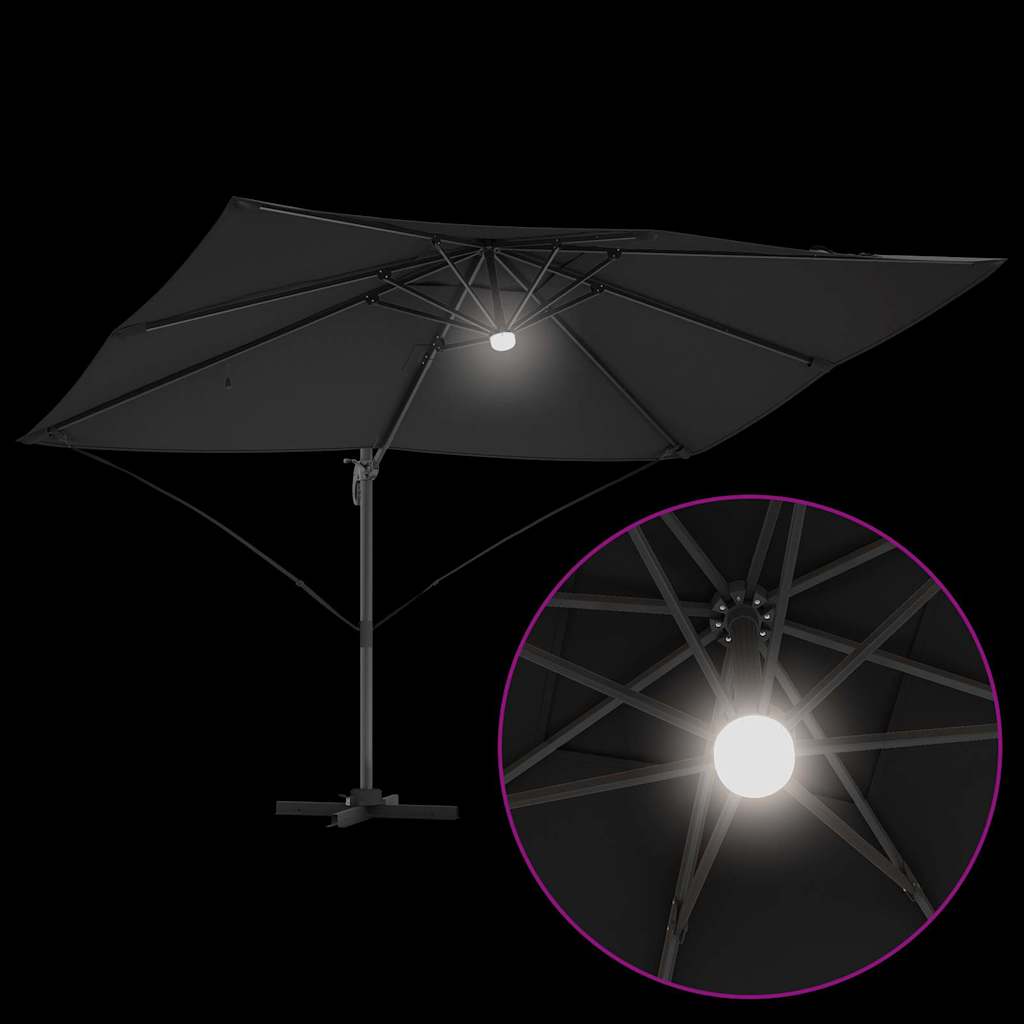 Parasol Sort 351 x 250 x 253 cm Polyester og Aluminium