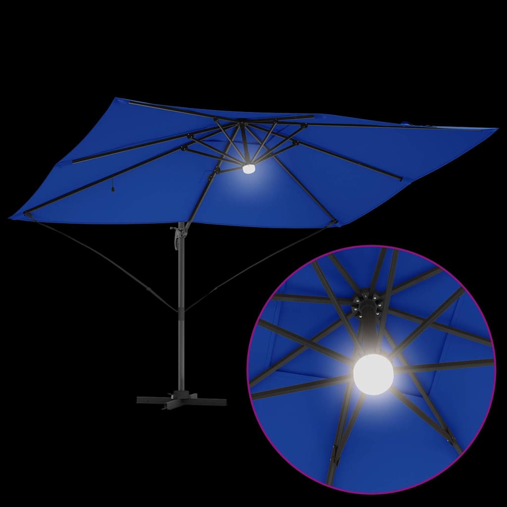 Parasol 351 x 250 x 253 cm Polyester og Aluminium Azurblå
