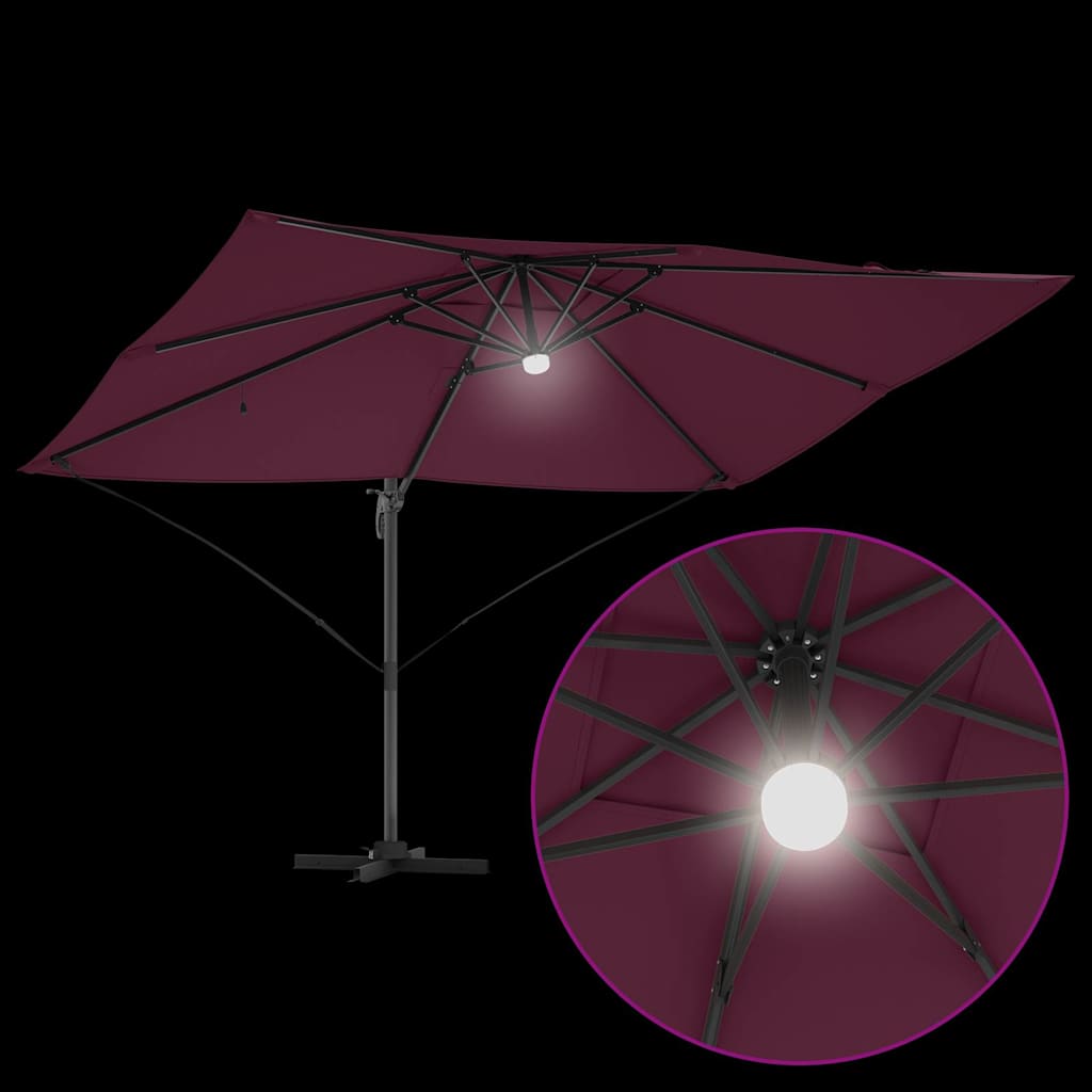 Parasol Bordeaux Rød 351 x 250 x 253 cm Polyester og Aluminium