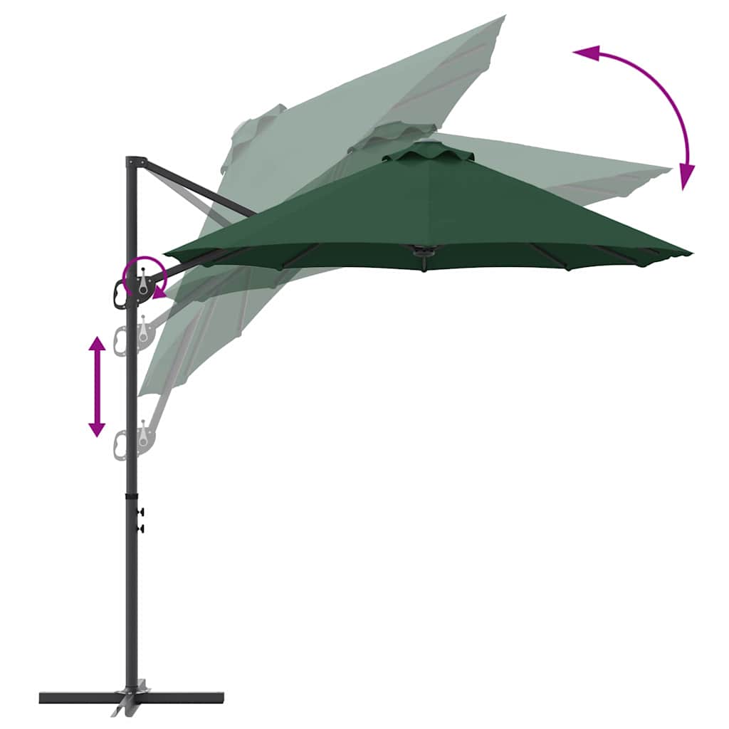 Parasol Grøn 372 x 198 x 243 cm Polyester og Aluminium