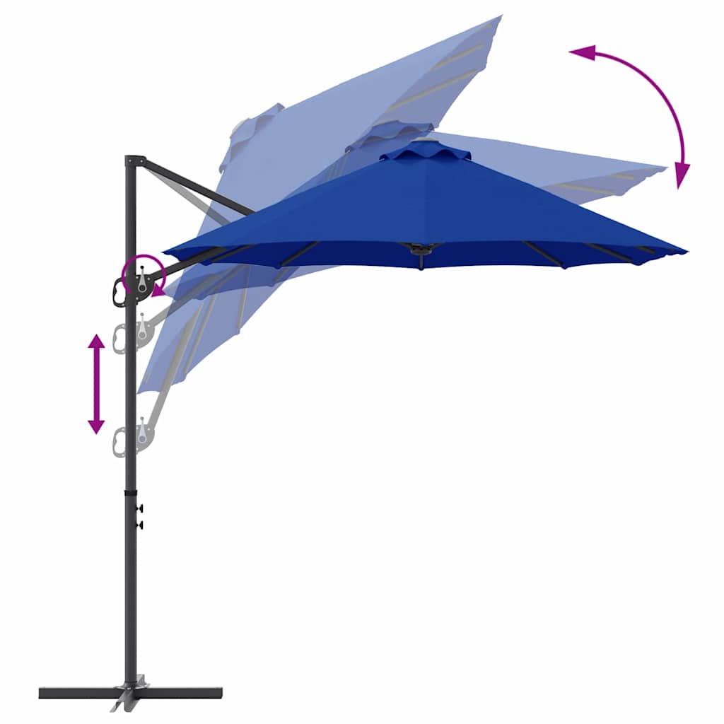 Parasol 372 x 198 x 243 cm Polyester og Aluminium Azurblå