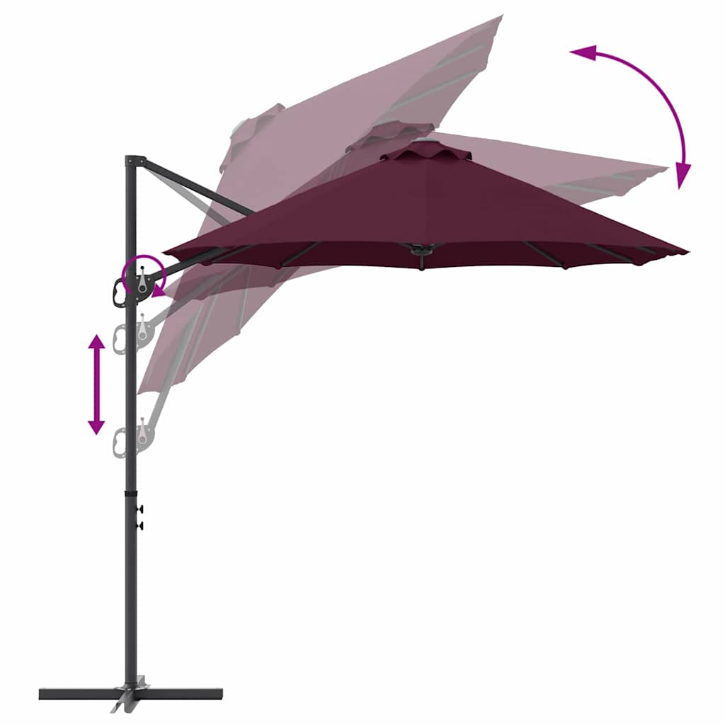 Parasol Bordeaux Rød 372 x 198 x 243 cm Polyester og Aluminium