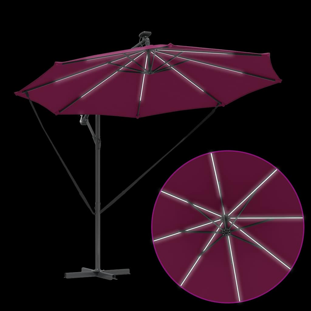 Parasol 294 x 294 x 248 cm Polyester og Aluminium Bordeaux Rød