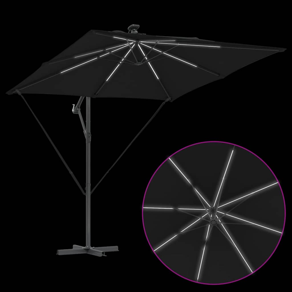 Parasol Sort 249 x 249 x 250 cm Polyester og Aluminium