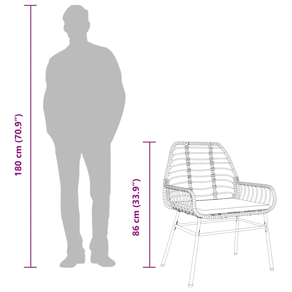 3 dele spisebordssæt til haven m. hynder polyrattan glas sort
