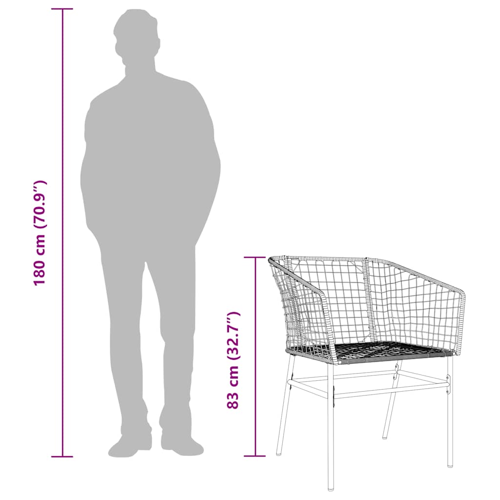 9 dele spisebordssæt til haven polyrattan glas sort