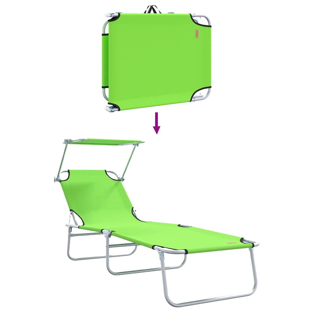 Solstol 2 pcs Grøn 58 x 188 x 77cm Polyester