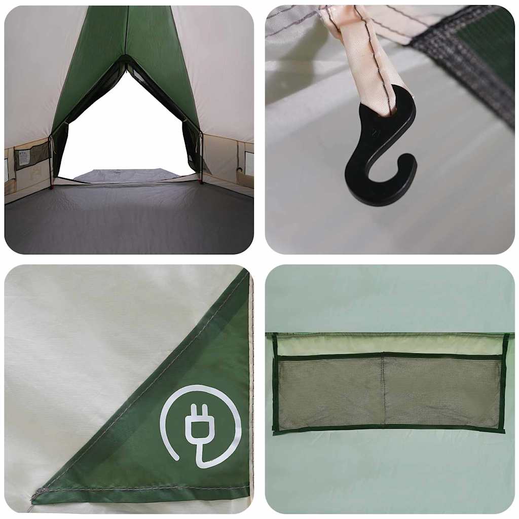 Teepee Telt 8-Personer med tag Grøn og Hvid 490 x 410 x 210 cm