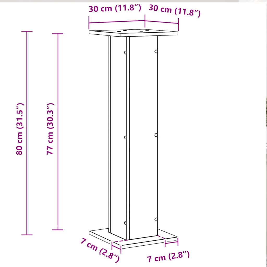 Højtaler Stativer 2 stk. Sort eg 30 x 30 x 80 cm