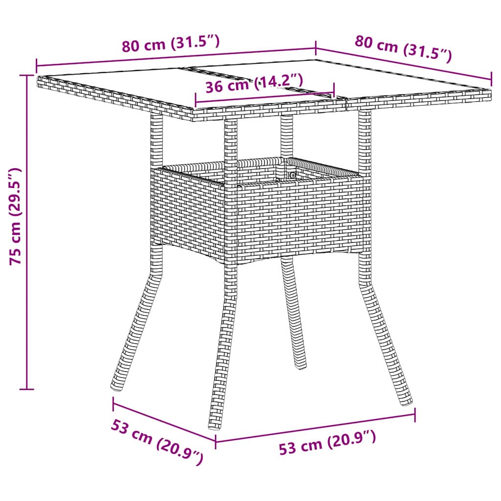 Have Spisebordssæt 3 pcs Lysegrå polyrattan
