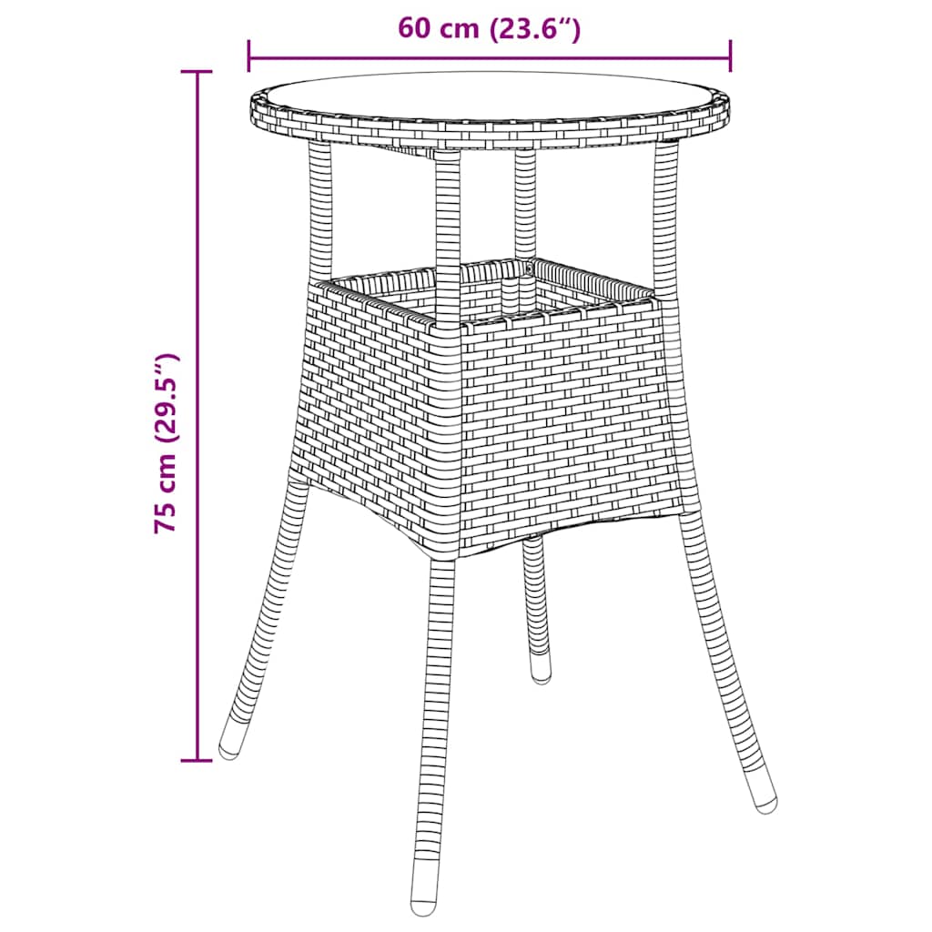 Have Spisebordssæt 3 pcs Brun polyrattan
