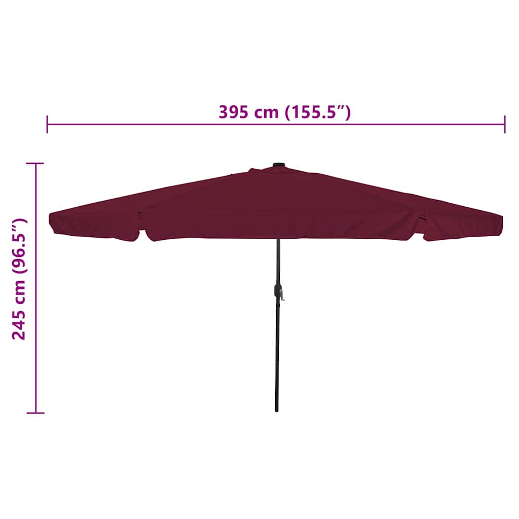 Havesol 395 x 395 x 245 cm Polyester Rund Bordeaux Rød