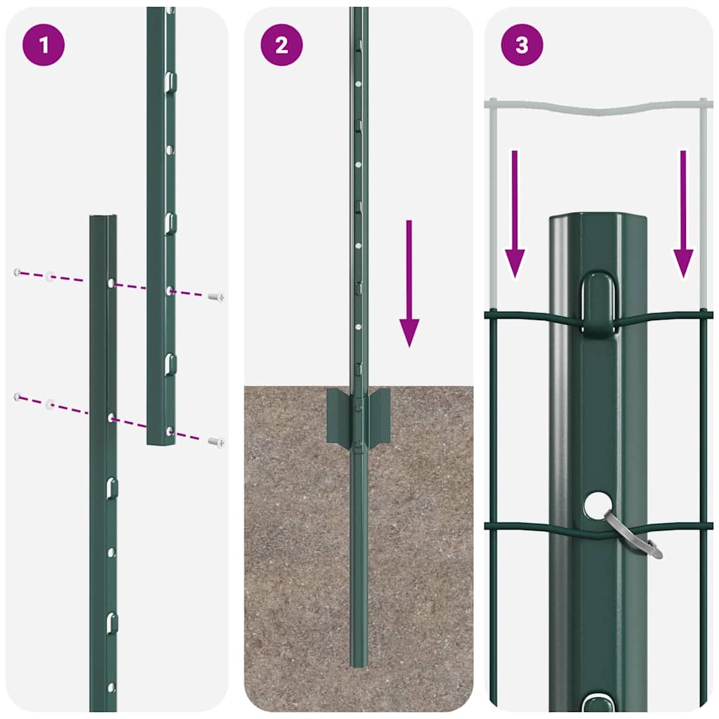 Eurohegn med stolpe 25 x 1,2 m PVC-belagt stål Grøn Mesh