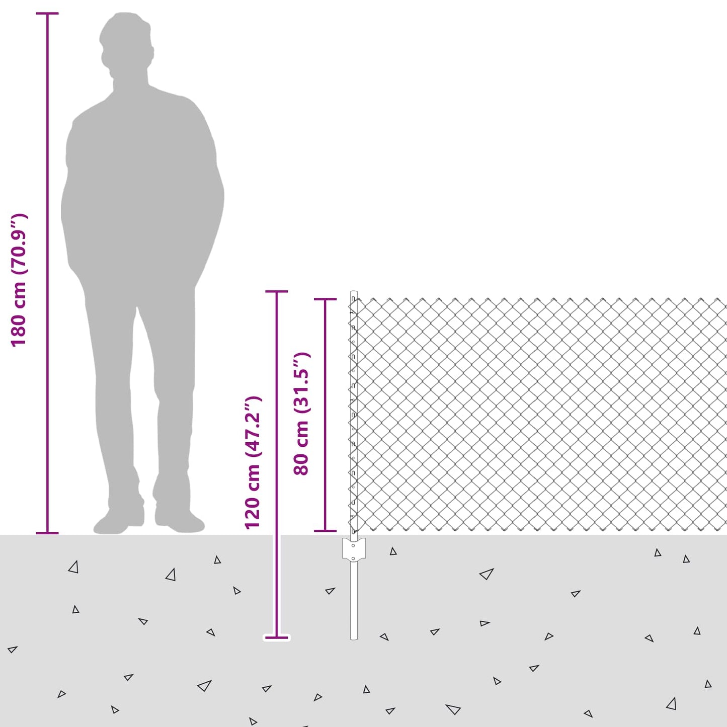 Kæde-link hegn med stolpe 10 x 0,8 m PVC-belagt stål Grøn Mesh