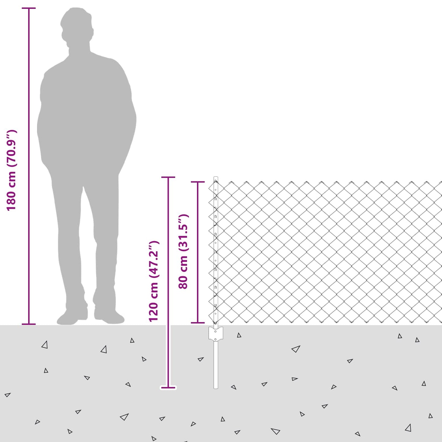 Udendørs kædehegn med stolpe 10 x 0,8 m PVC-belagt stål Grøn
