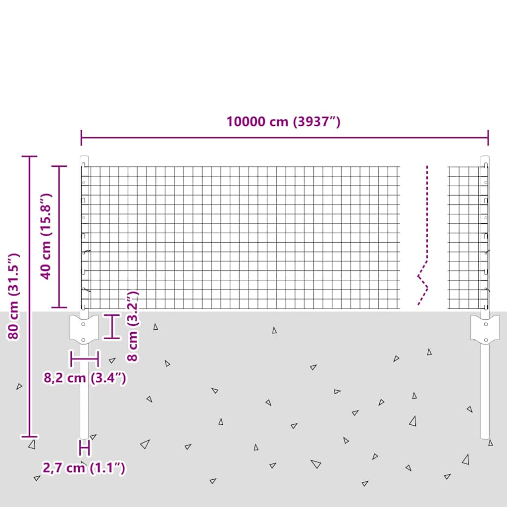 Svejsede trådhegn med stolper 100 x 0,4 m Galvaniseret stål