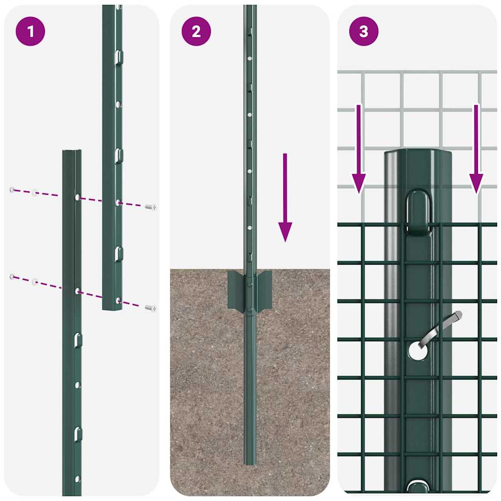 Svejsede trådhegn med stolper 10 x 1,2 m PVC-belagt stål Grøn