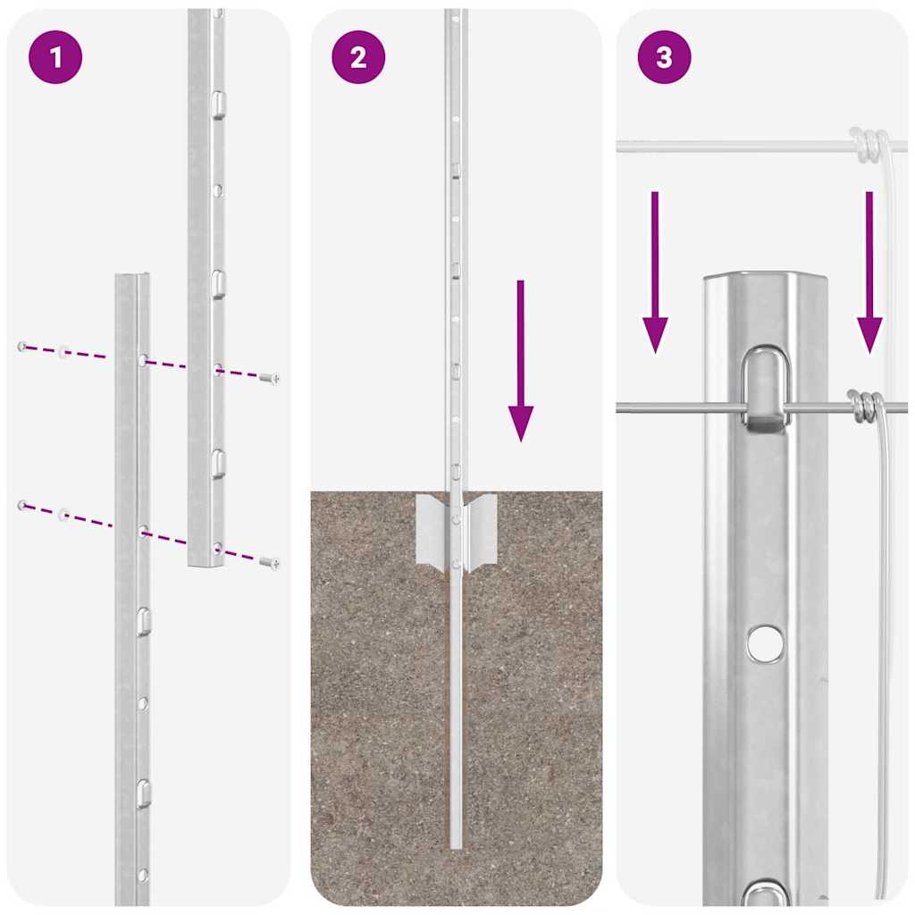 Udendørs Vildt Hegn med Stolper 25 x 1,2 m Galvaniseret stål