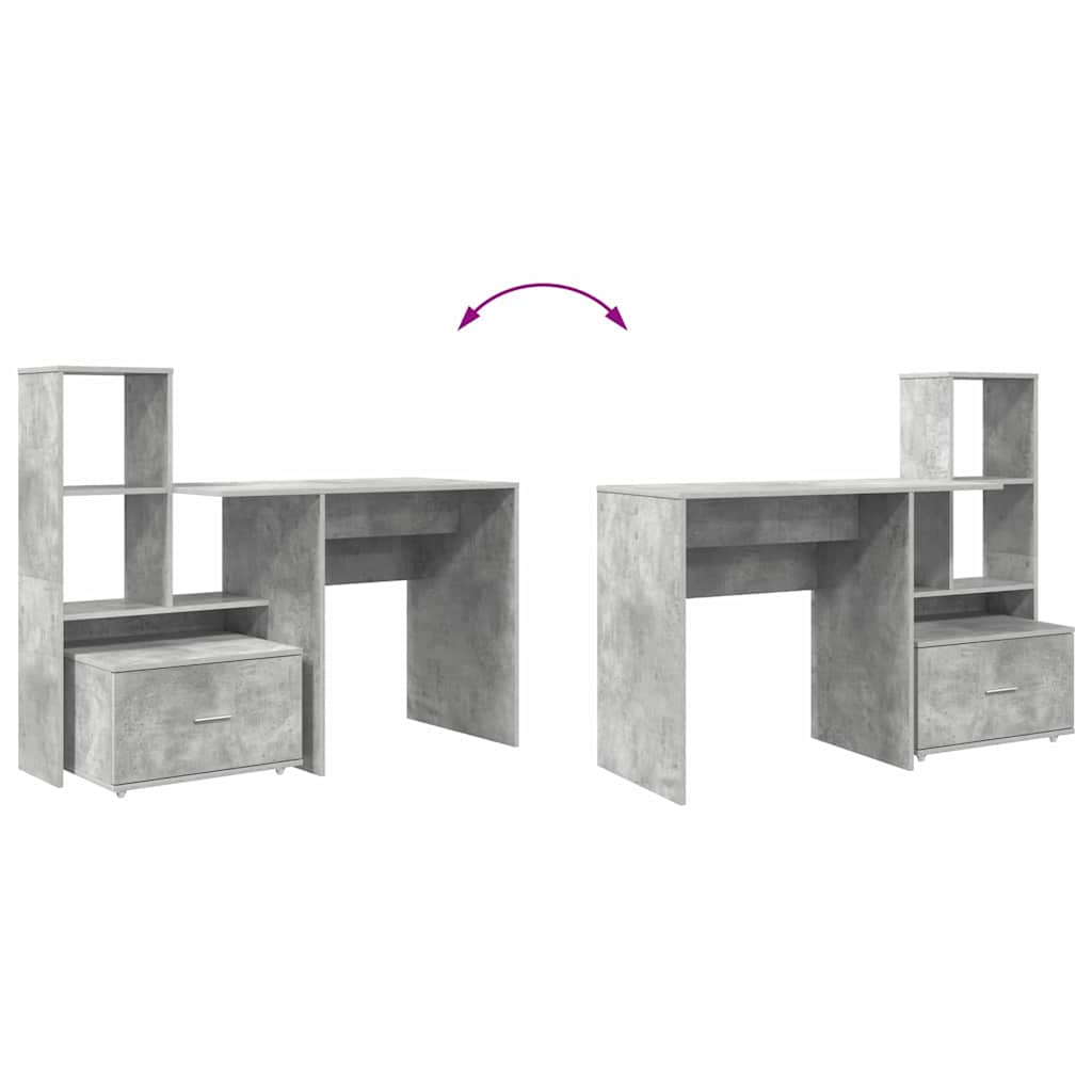 Bord med skuffe Beton Grå 131,5 x 50 x 106,5 cm Konstrueret træ