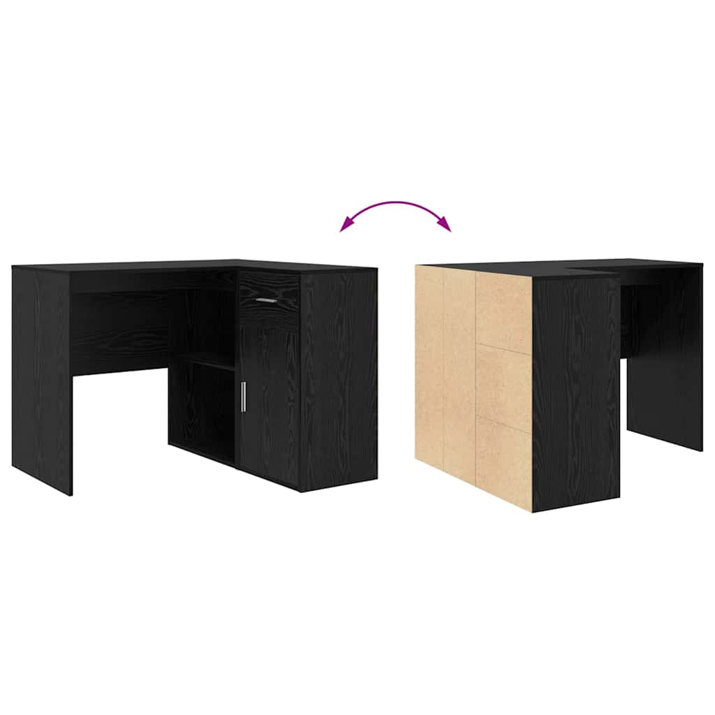 Hjørneskrivebord med skuffe Sort eg 102 x 88 x 75 cm