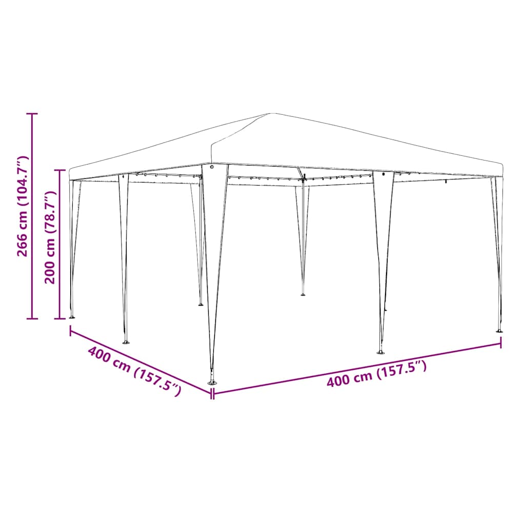 Party Tent Grøn 400 x 400 x 266 cm Polyethylen og stål