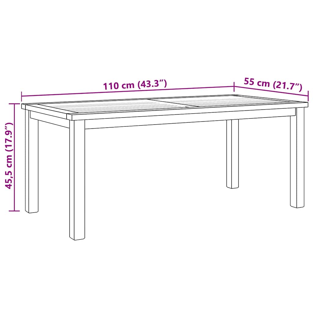 Sofabord Brun 110 x 55 x 45 cm Massiv Teaktræ