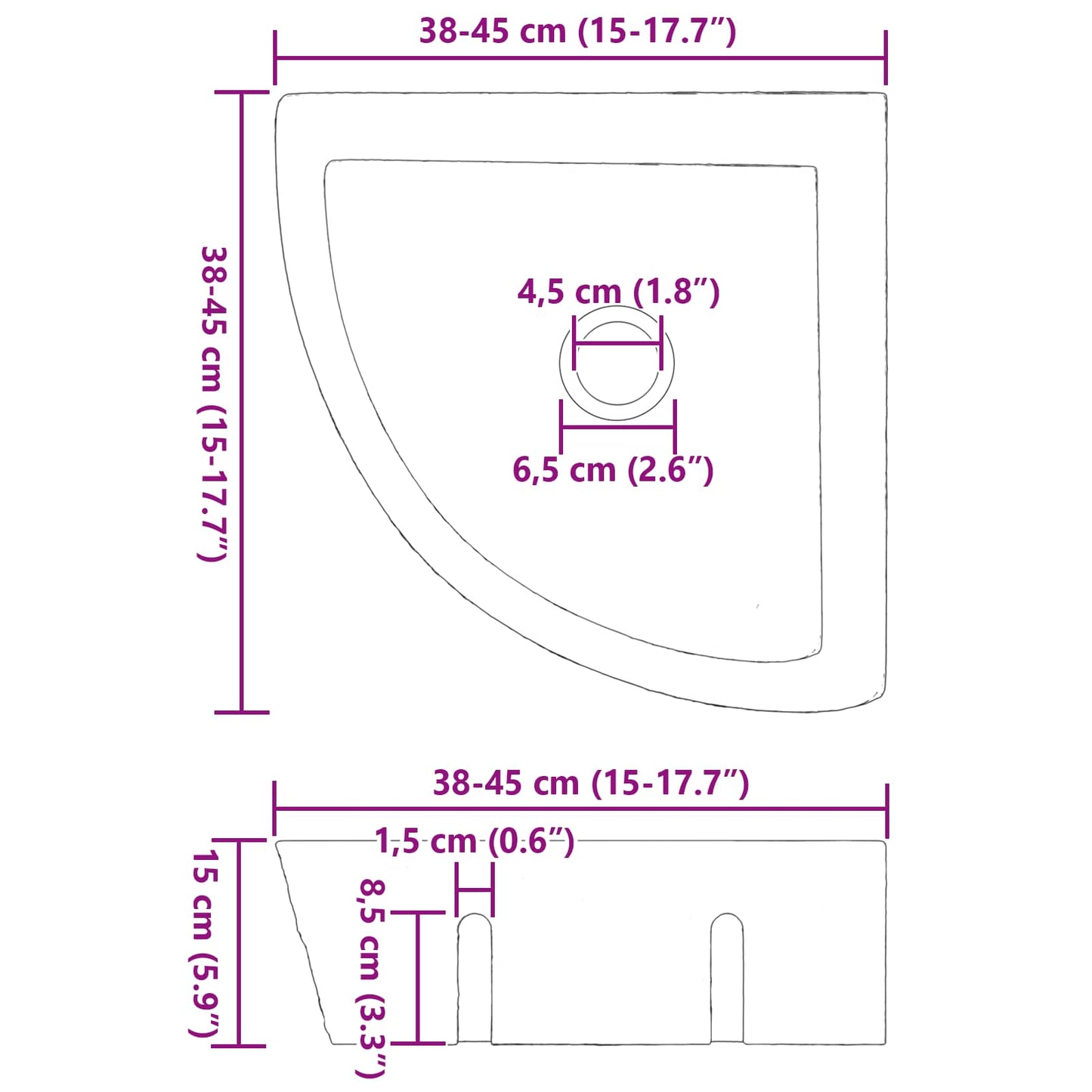 Vask Grå (38-45) x (38-45) x 12 cm Flodsten