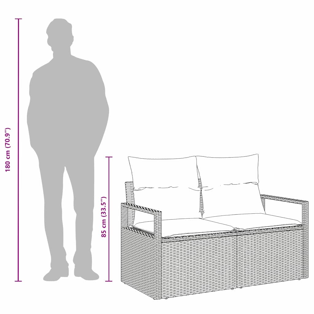 Havemøbelsofa med pude 120 x 62 x 69 cm polyrattan