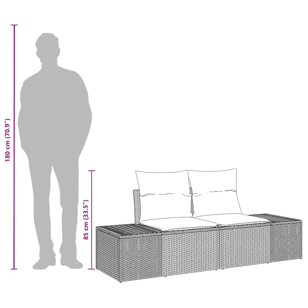 Havemøbelsofa med pude Brun 184 x 62 x 69 cm polyrattan