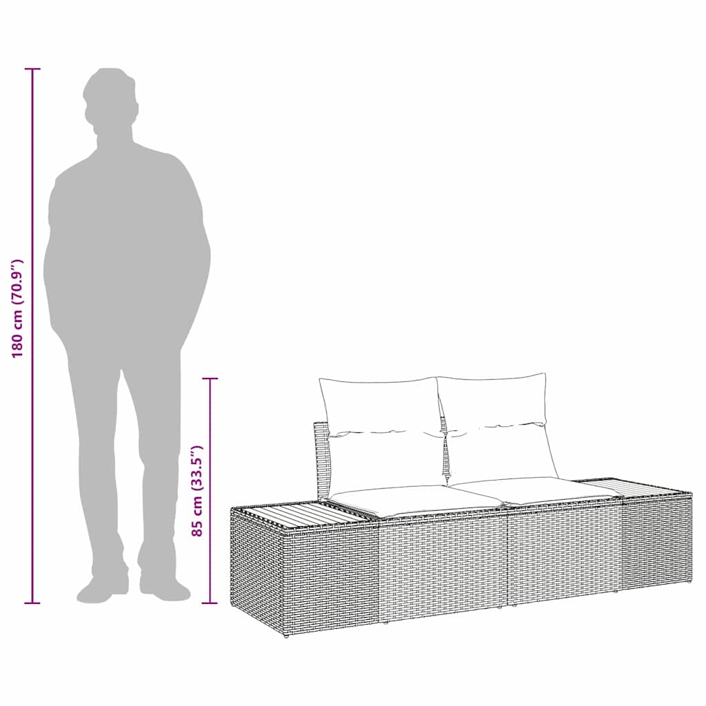 Havemøbelsofa Grå 184 x 62 x 85cm polyrattan