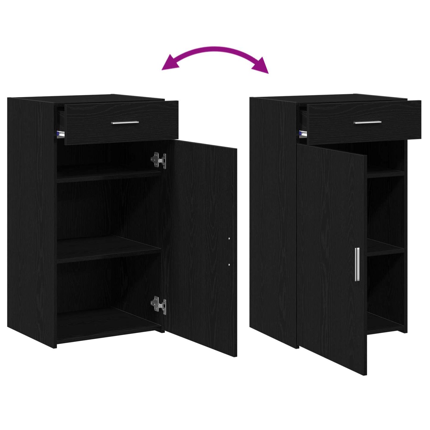Sideboard med skuffe Sort eg 50 x 42,5 x 93 cm