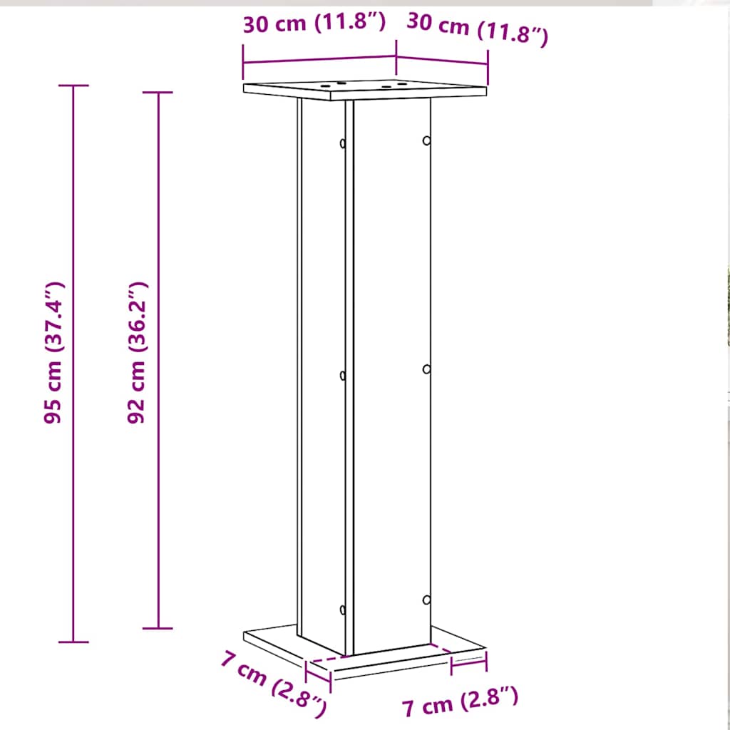 Planteholder 2 stk. Sort eg 30 x 30 x 95 cm Konstrueret træ