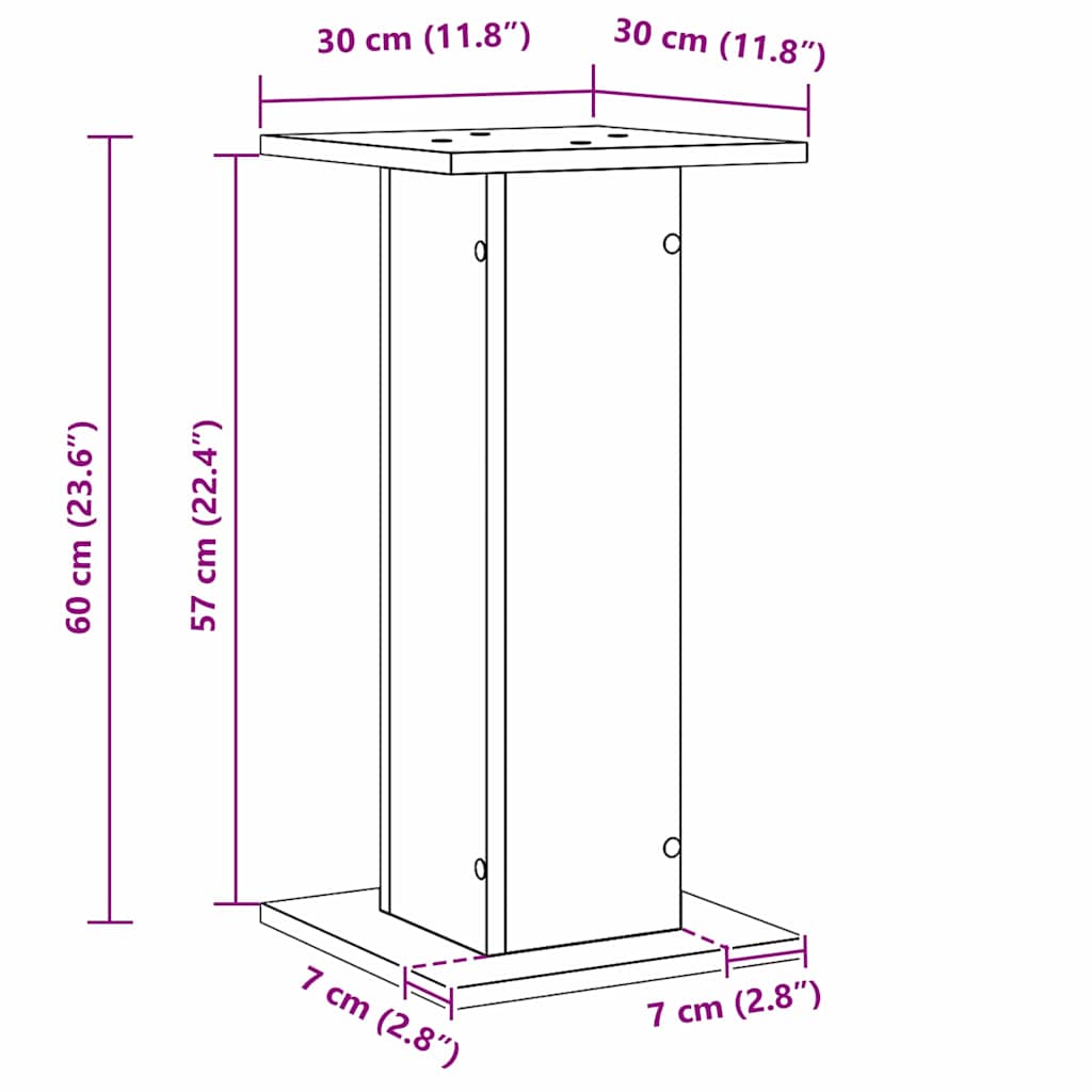 Planteholder 2 stk. Sort eg 30 x 30 x 60 cm Konstrueret træ
