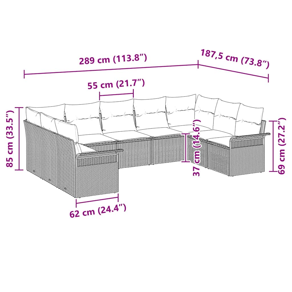 Havesofa Sæt med pude Beige polyrattan