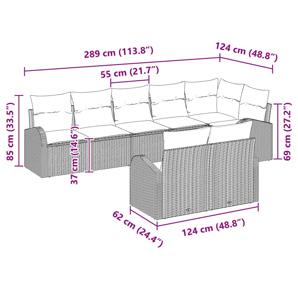 Havesofa Sæt Lysegrå 55 x 55 x 37 cm polyrattan