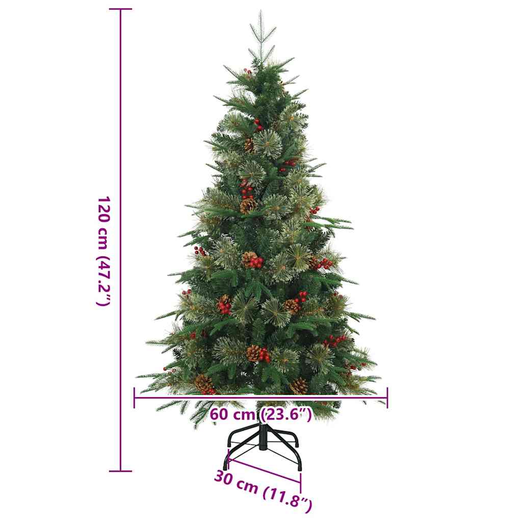 Kunstigt Hinged Juletræ med stativ Grøn 120 cm PVC, PE og Stål