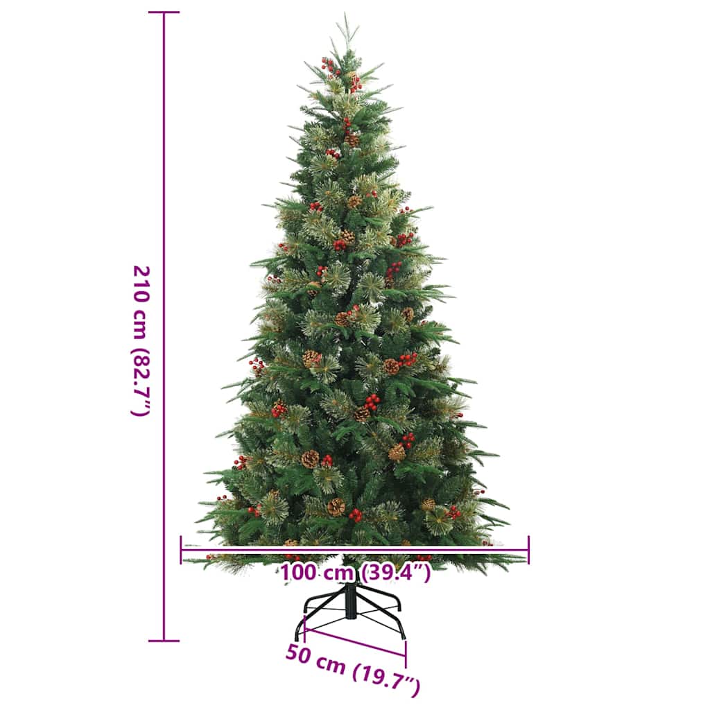 Kunstigt Hinged Juletræ med stativ Grøn 210 cm PVC, PE og Stål