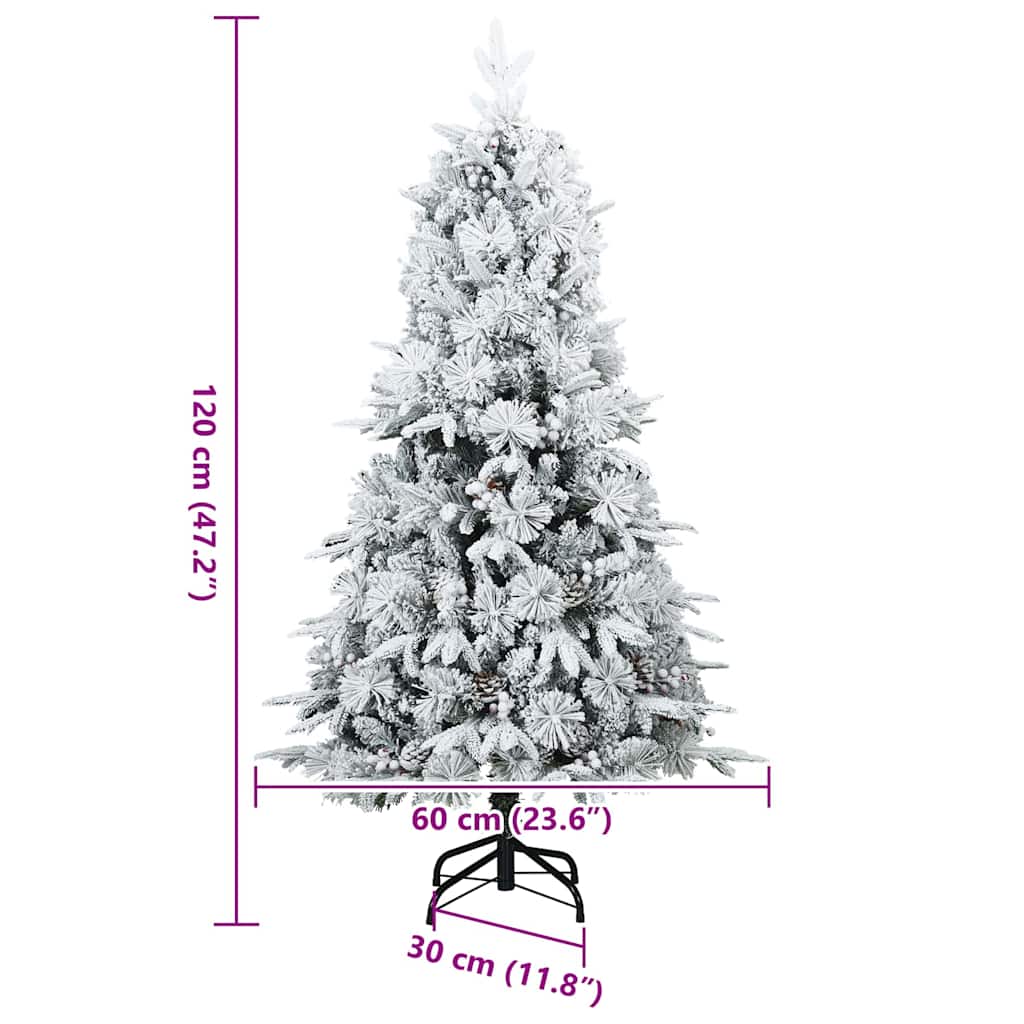 Kunstigt bøjelig juletræ snefløjtet Hvid 120 cm PVC, PE og Stål