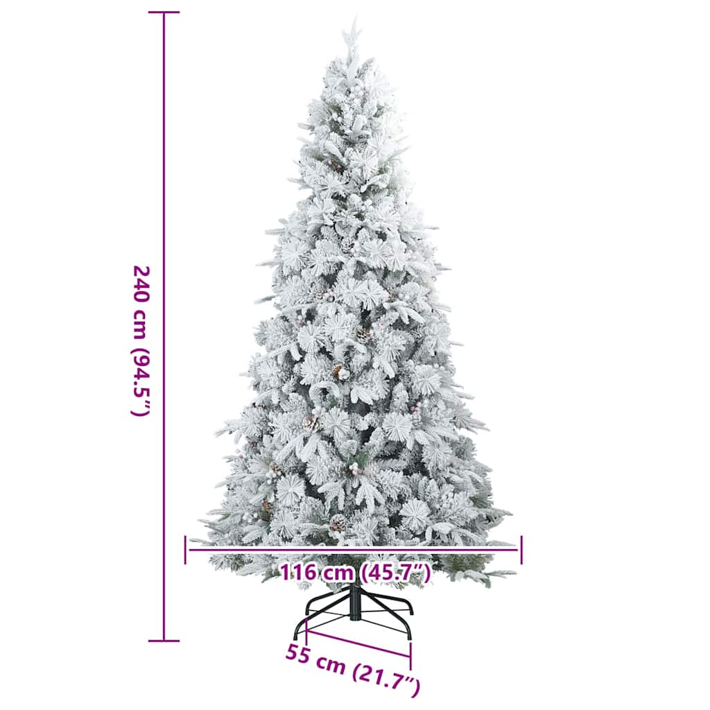 Kunstigt bøjelig juletræ snefløjtet Hvid 240 cm PVC, PE og Stål