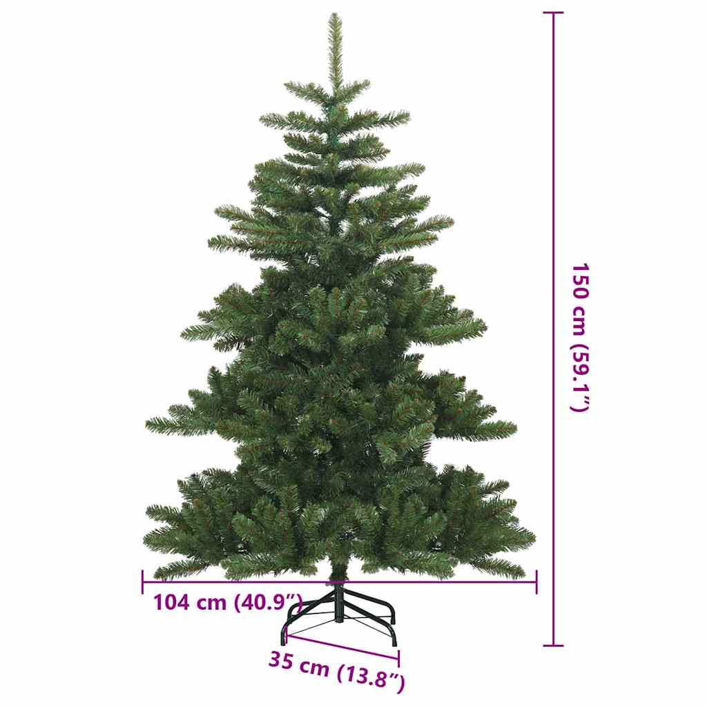 Kunstigt Hinged Juletræ med stativ Grøn 150 cm PVC, stål