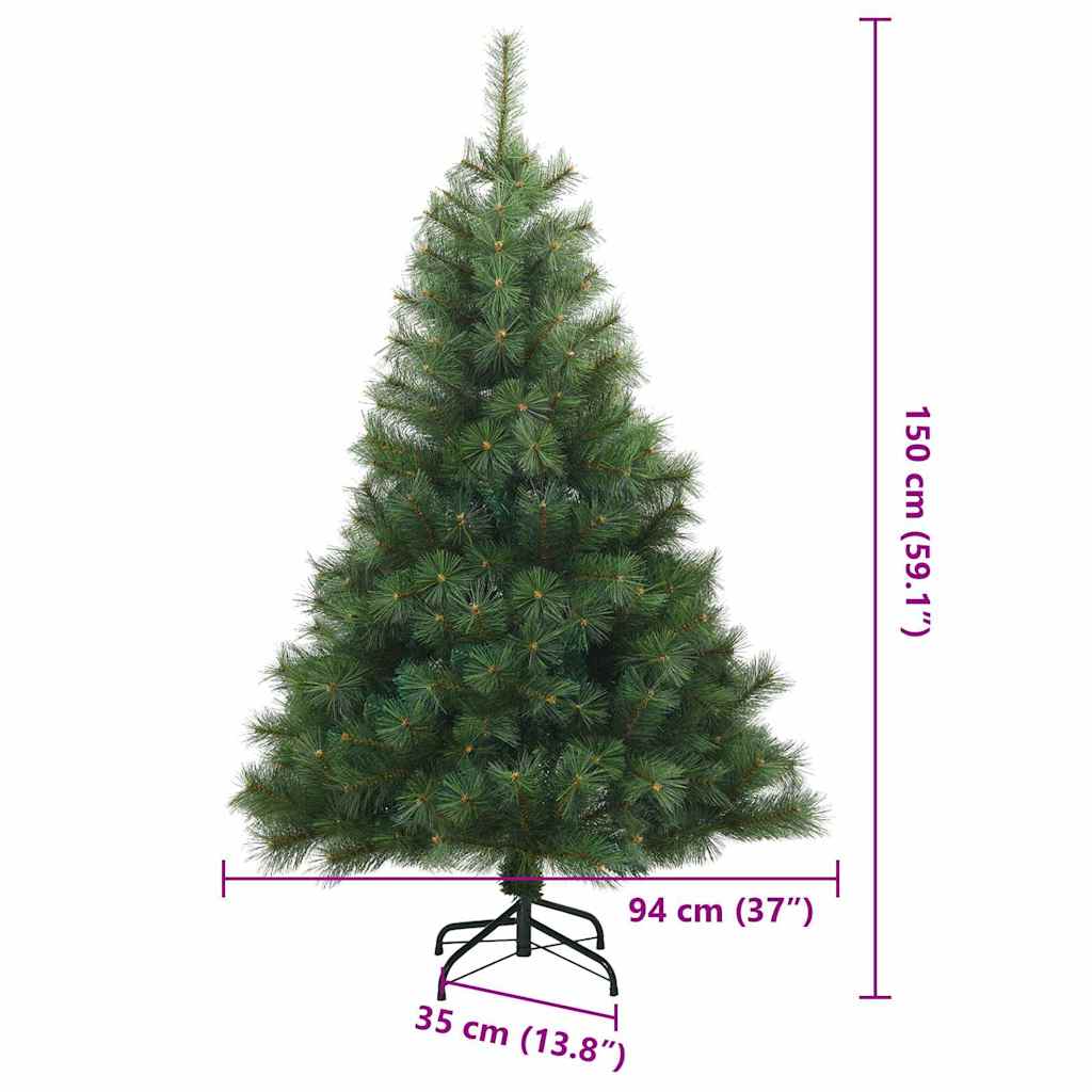 Kunstigt Hinged Juletræ med stativ Grøn 150 cm PVC, stål