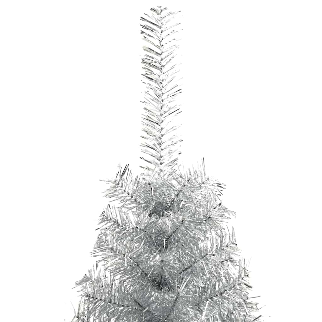 Kunstig Forbelyst Juletræ med 300 LED'er Sølv 240 cm PET