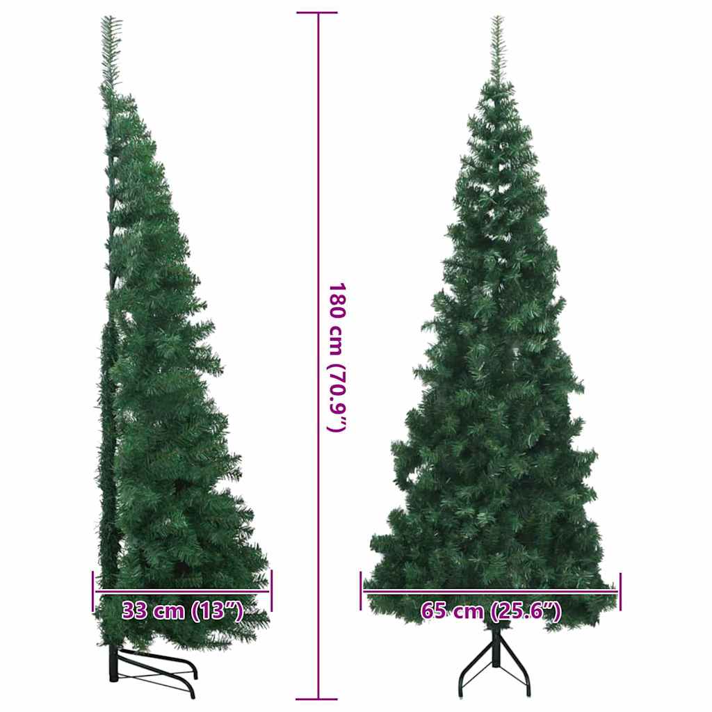 Hjørne Kunstigt Juletræ med 300 LED'er Grøn 180 cm PVC og metal
