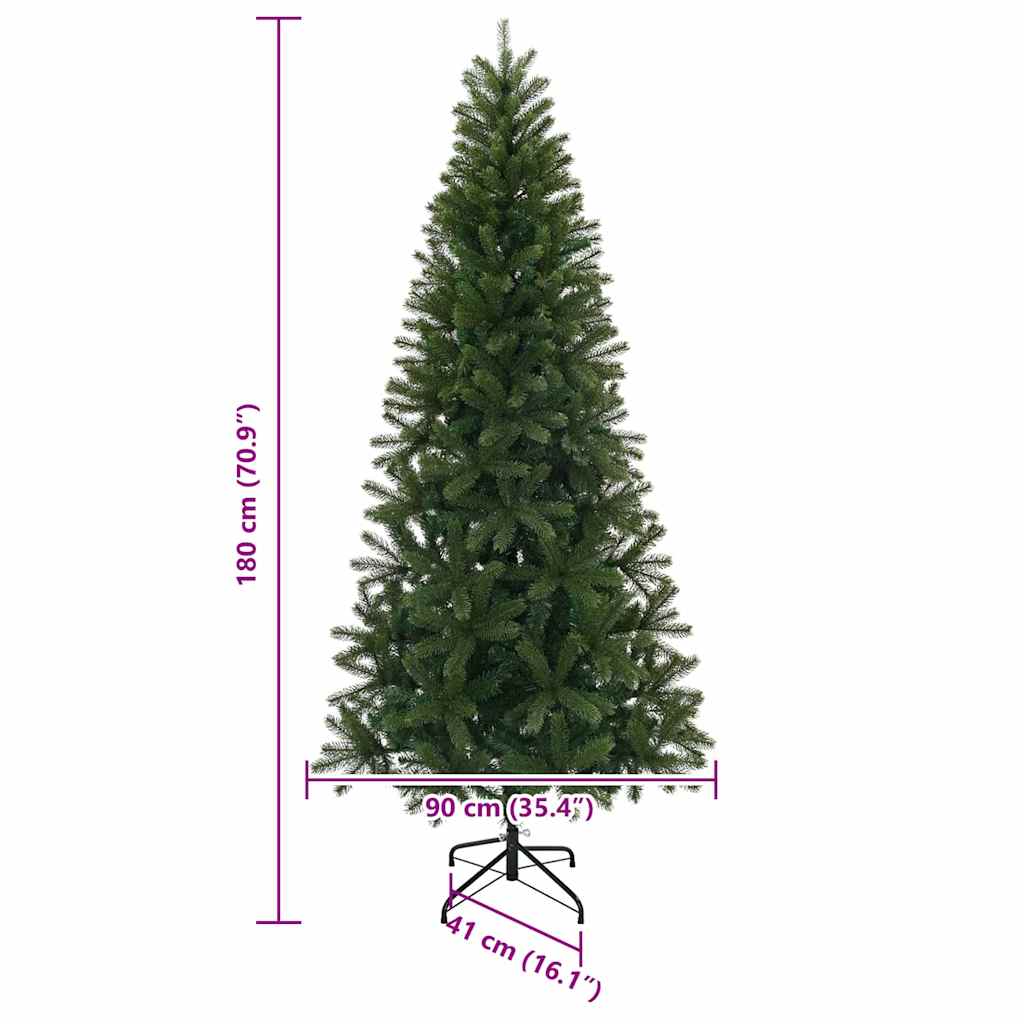 Kunstigt juletræ med 300 LED'er Grøn 180 cm PE og PVC