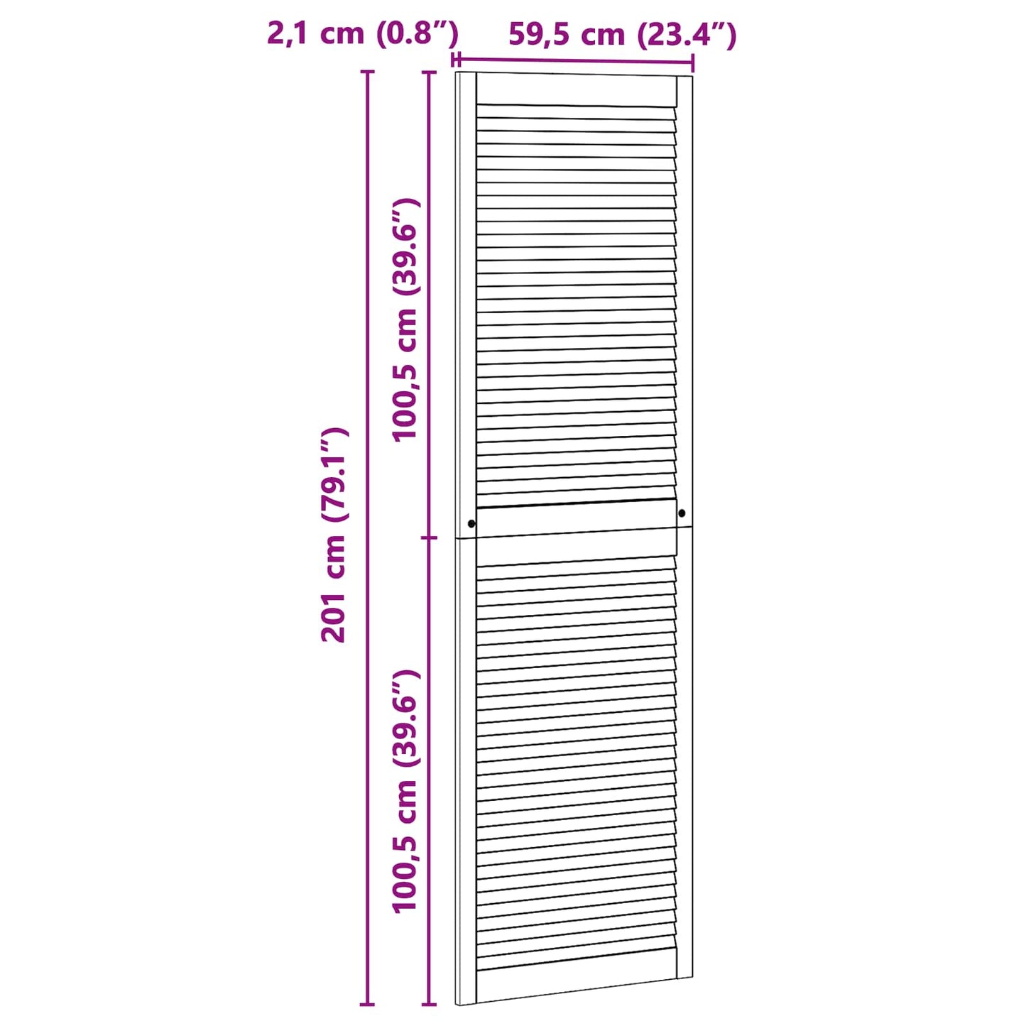 Skabsdør 2 pcs Naturfarvet 201 x 2,1 x 59,5 cm Massiv fyrretræ