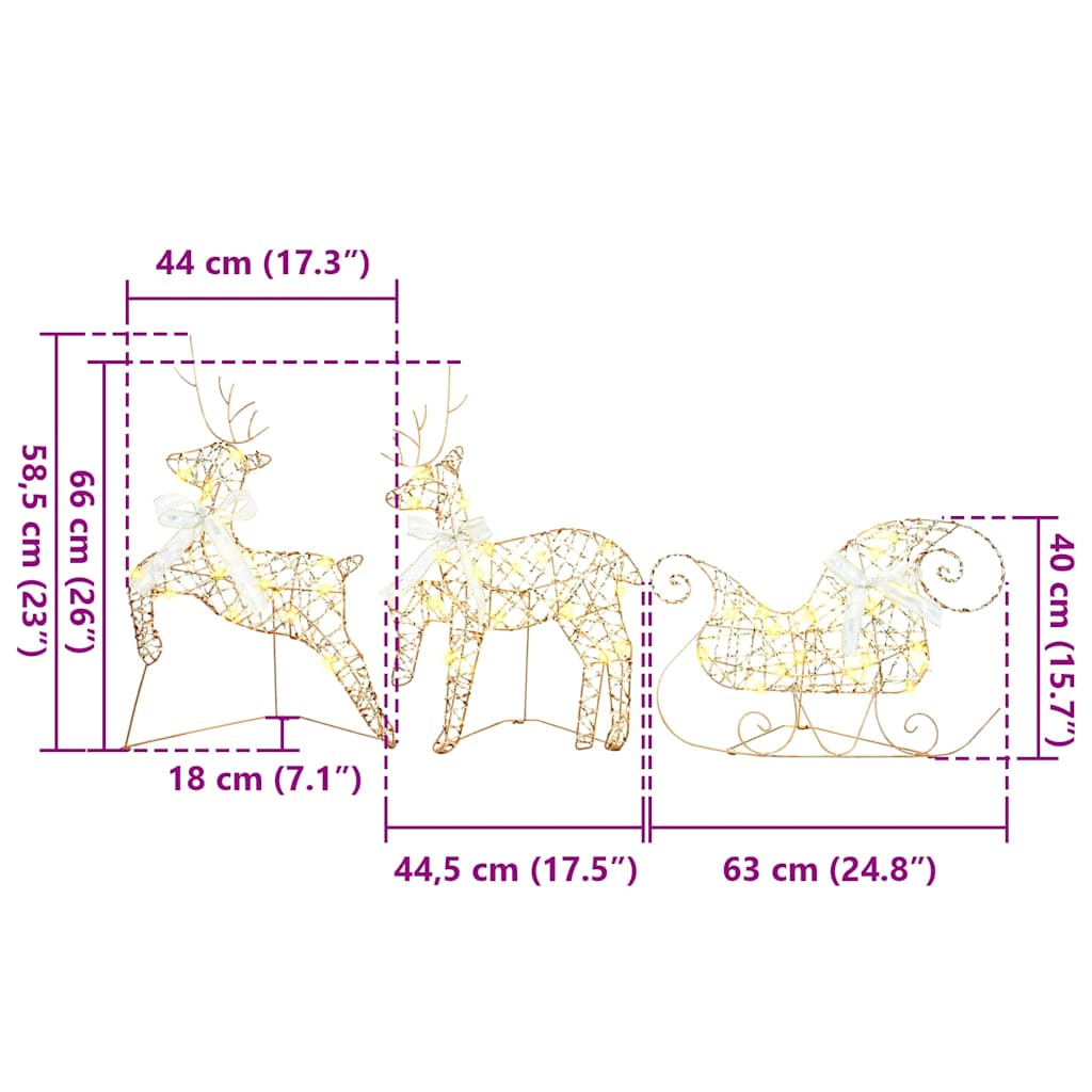 LED Rensdyr med 40 LED'er 5 pcs Guld PET