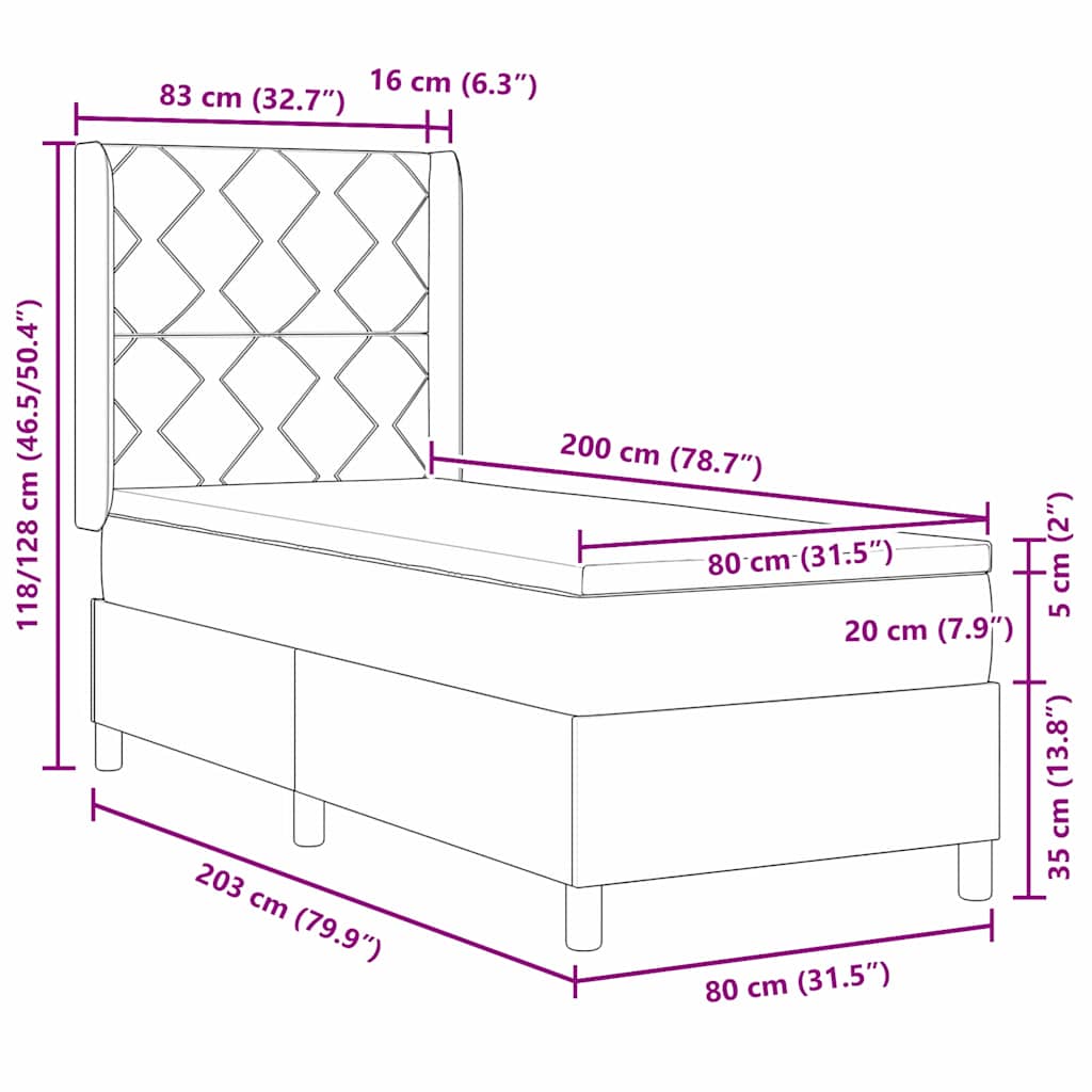 Box spring seng med pude Gråbrun 200 x 80 cm Stof